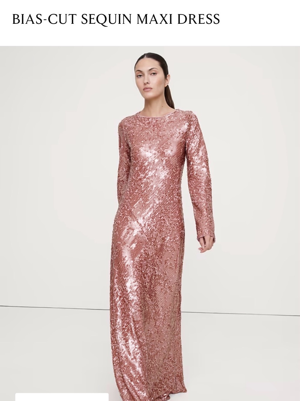 Banana Republic Rose Gold Sequin Bias-Cut Maxi Dress